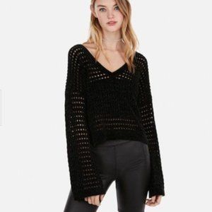 Express Open-Stitch Sweater in Black